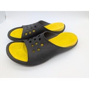 CROCS Slides Mens 11 Yellow Sport Slide Comfort Sandal Classic Adult Slip On